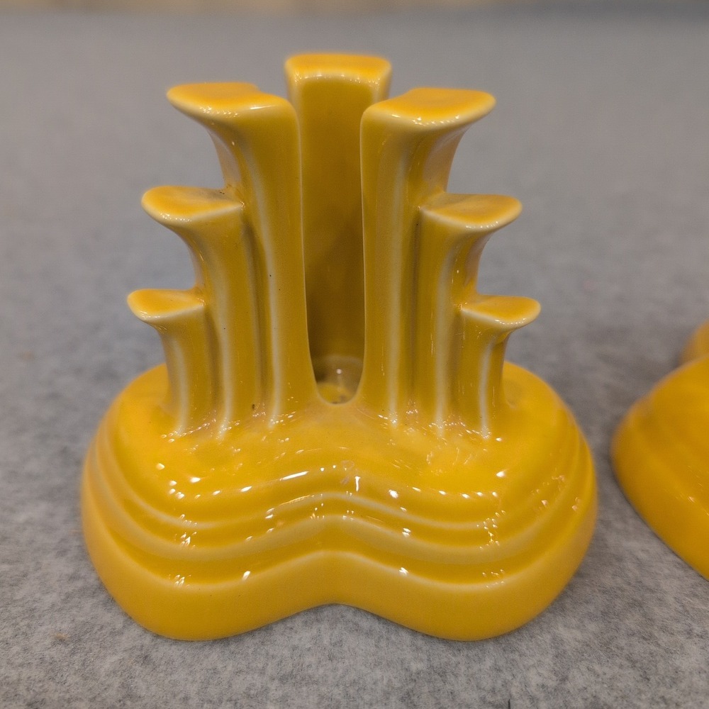 Fiesta Limited Edition Pyramid Tripod Candleholder Pair Marigold 117/500 HLC USA - Picture 2 of 5